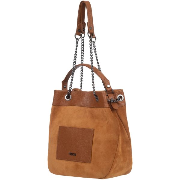 VEZZE torebka zamszowa damska worek z łańcuszkiem V500 brązowa zdjęcie 4