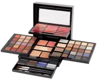 Kuferek z kosmetykami do makijażu paleta cieni kosmetyczka 77 el Max & More