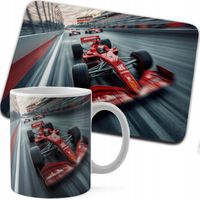 ZESTAW KUBEK + PODKŁADKA DRUK - BOLID F1 WYŚCIGI SPORT