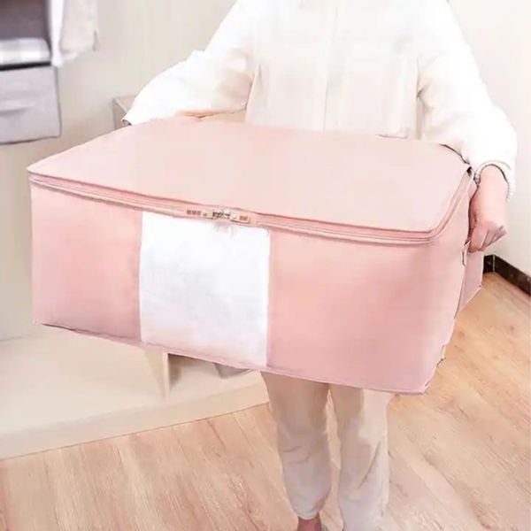 Pokrowiec Na Pościel Pod Łóżko Pojemnik Na Ubrania Torba Miękki Różowy L zdjęcie 2