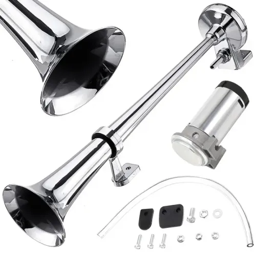 Klakson trąbka pneumatyczna 150db fanfara klakson chrom kompresor 12v na Arena.pl