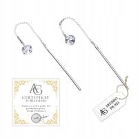 KOLCZYKI SREBRNE Przeciągane Wiszące Cyrkonia