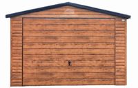 GARAŻ BLASZANY 4M X 5M DWUSPAD - BRAMA UCHYLNA JASNY ORZECH 4X5 GB216