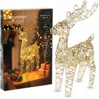 Renifer ŚWIECĄCY złoty ozdobny dekoracyjny figurka świąteczna 25 LED 34 cm