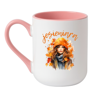 KUBEK "JESIENIARA" Wzór - Elegant Coffee Różowy 330 ml