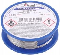 Cyna do lutowania z topnikiem SW26, Cynel, 1 mm, 100 g, CYNA 1/100