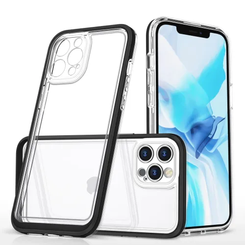 Clear 3in1 etui do iPhone 12 Pro Max żelowy pokrowiec z ramką czarny na Arena.pl
