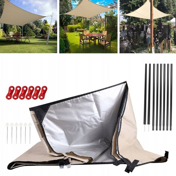 Tarp turystyczny wodoodporny 3x3M Markiza Anty-UV Ogród przydomowy Patio zdjęcie 7