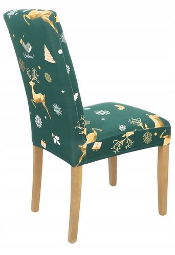 ZESTAW 6 SZT POKROWIEC NA KRZESŁO ZIELONY ŚWIĄTECZNE WZORY ELASTYCZNY na Arena.pl
