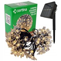 LAMPKI SOLARNE GIRLANDA OGRODOWA KWIATKI 50 LED SOLARNA KWIATY WBIJANA