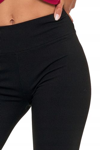 Moraj Prążkowane Damskie Legginsy z Wysokim Stanem 1500-013 czarny S/M na Arena.pl