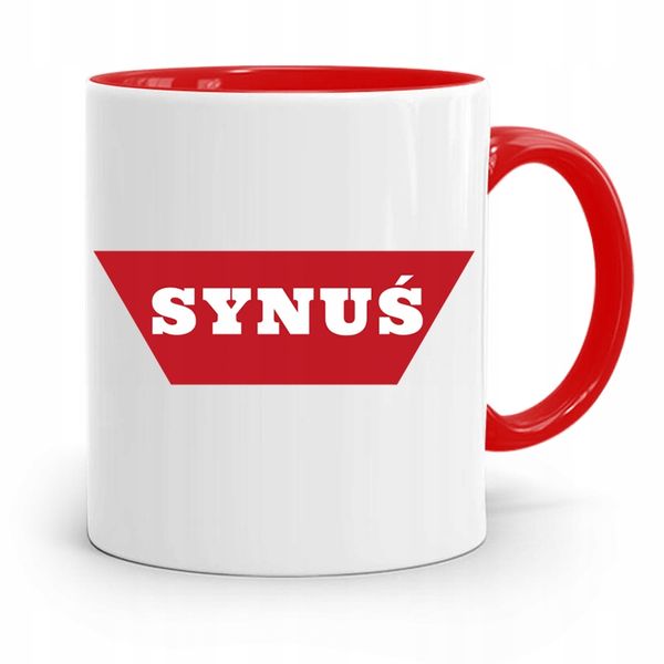 Kubek Czerwony Dzień Dziecka Dla Syna Synuś Z Nadrukiem Ze Zdjęciem zdjęcie 1