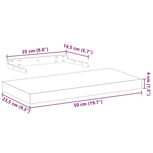 Półki, 2 szt., 50x23,5x4 cm, materiał drewnopochodny na Arena.pl