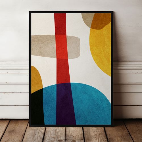 Plakat kolorowa abstrakcja geometryczna 21x30 cm w czarnej ramie na Arena.pl