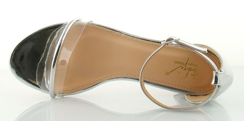 Sandały na słupku 4,5 cm. piętka pasek srebrne Rozmiar obuwia - 37 na Arena.pl