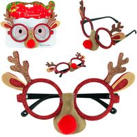 OKULARY ŚWIĄTECZNE RENIFER CZERWONY NOS BROKATOWE ŚMIESZNE na MIKOŁAJKI