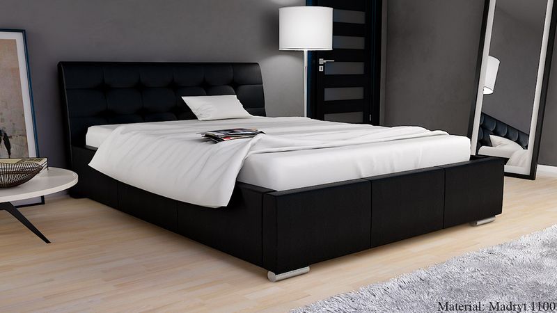 ŁÓŻKO SYPIALNIANE 180x200 Z STELAŻEM I POJEMNIKIEM ŁÓŻKO TAPICEROWANE zdjęcie 1