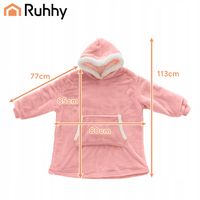 Koc Bluza z Kapturem Oversize Ciepła Gruba Kocobluza Futrzak Długa Duża XXL