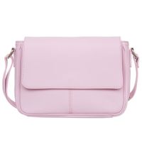 VERA PELLE torebka skórzana listonoszka z klapą i paskiem V556 różowa