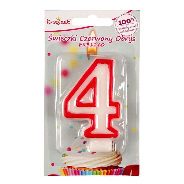świeczka czerwony obrys "4" zdjęcie 1