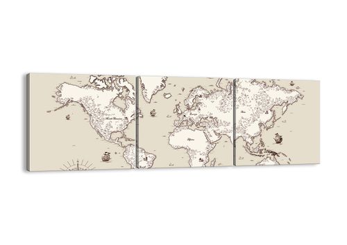 Obraz Na Płótnie - Mapa Kontynent - 150X50 Cm - Ca150X50-2910 na Arena.pl