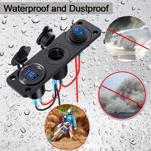 GNIAZDO ZAPALNICZKI Ładowarka USB 2xQC 3.0 WOLTOMIERZ PANEL 3 12/24V Kable na Arena.pl