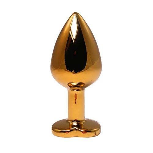 gold medium heart-shaped butt plug with red crystal na Arena.pl