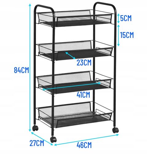 MOBILNY REGAŁ KUCHENNY ŁAZIENKOWY STOLIK NA KÓŁKACH METALOWY WÓZEK 4 na Arena.pl