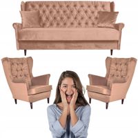 Zestaw wypoczynkowy do salonu sofa 2 fotele BLADORÓŻOWY Gaja Family Meble