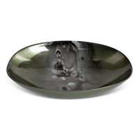 Nowoczesna misa dekoracyjna SABA 27X19X5 zielona + stalowa