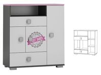 meble młodzieżowe dziecięce komoda szuflady grafika STREET DANCE Y5 różowa