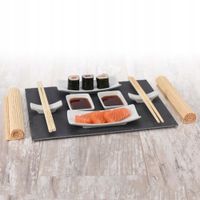 ZESTAW DO SUSHI KOMPLET DO SERWOWANIA DLA 2 OSÓB PORCELANA BAMBUS 13 EL