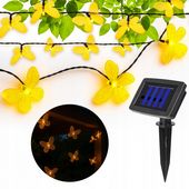 GIRLANDA SOLARNA LED MOTYLEK IP44 3000K CZUJNIK ZMIERZCHU
