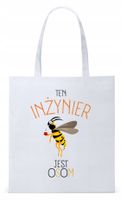 Torba Biała Eco Shopper Dla Inżyniera Prezent Z Nadrukiem Ze Zdjęciem