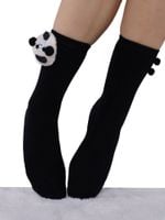 Skarpety prążkowane zabawna buźka z uszami czarne onesize YOCLUB