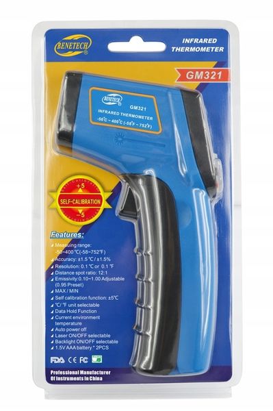 PIROMETR TERMOMETR LASEROWY BEZDOTYKOWY NA POCZERWIEŃ EMISYJNOŚĆ -50+400°C zdjęcie 15