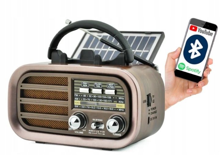 RADIO KUCHENNE PRZENOŚNE SOLAR AKUMULATOR USB BLUETOOTH zdjęcie 1