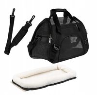 TRANSPORTER składany WENTYLOWANY dla kota psa torba z paskiem i matą (I052)