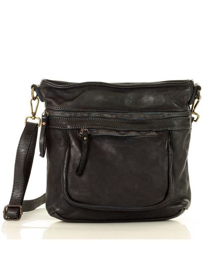 Torebka skórzana funkcjonalna listonoszka z kieszeniami old pelle classica lavata - MARCO MAZZINI czarny na Arena.pl