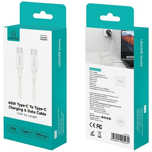 kabel usams u90 60w usb-c do usb-c biały na Arena.pl