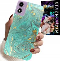 ETUI DO MOTOROLA MOTO E14 - MARMURKOWE WZORY + SZKŁO HARTOWANE
