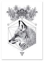 Plakat cyfrowy do wydruku lis geometria