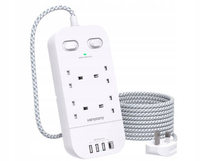 Listwa Zasilająca Hanycony 8 Gniazd 4 USB USB Ochrona 1800J 3M UK