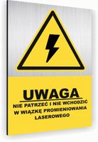 Tabliczka znak informacyjny 30x20 UWAGA WIĄZKA LASERA Aluminiowa NADRUK UV