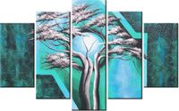 70 100CM OBRAZ 5 ELEM DRZEWO O PÓŁNOCY DRUK PŁÓTNO