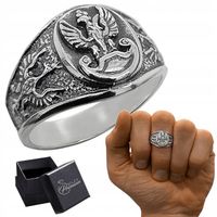 Sygnet patriotyczny srebro pr. 925 Pierścień męski ORZEŁ Wojskowy | r.17