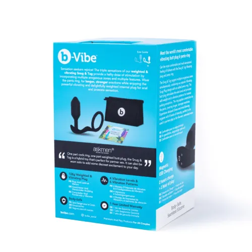 b-vibe vibrating snug & tug m - wibrująca zatyczka z pierścieniem, silikon na Arena.pl