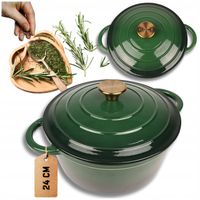 2X EMALIOWANY GARNEK ŻELIWNY 24cm 4L HAGE ZIELONY