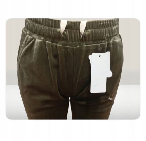 Spodnie welurowe z kieszeniami bawełna MODNE prążki DASIRE M zielone na Arena.pl