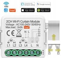 MINI Sterownik Rolet Żaluzji Markiz Zasłon 2 Kanały WiFi- TUYA Smart Life